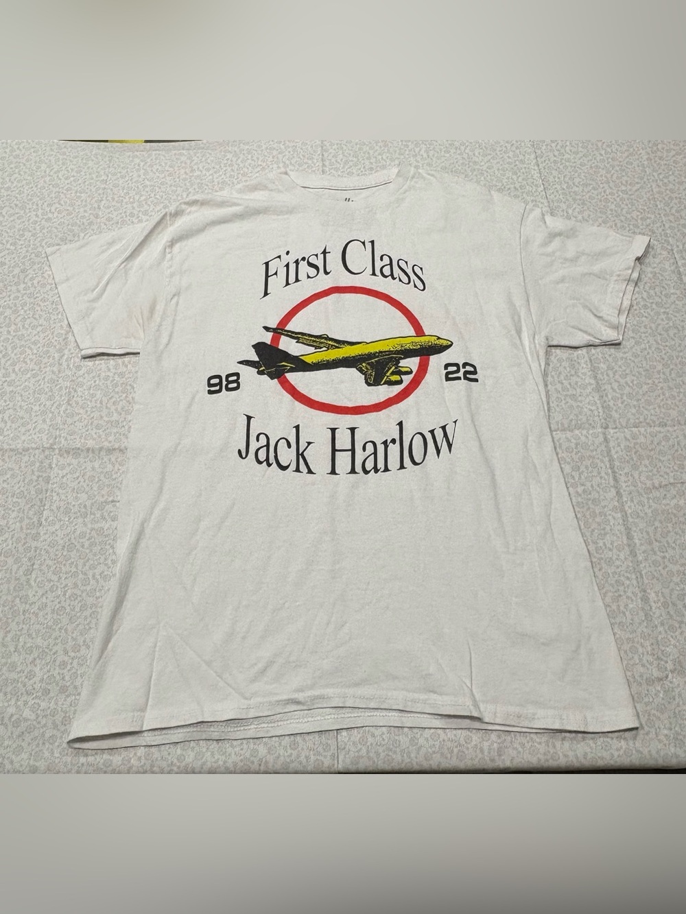 Jack Harlow “First Class” Concert Tour Graphic Print White Crew Neck T-Shirt